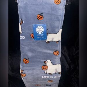 Life is Good Dachshund Halloween Ghost Plush Throw Blanket